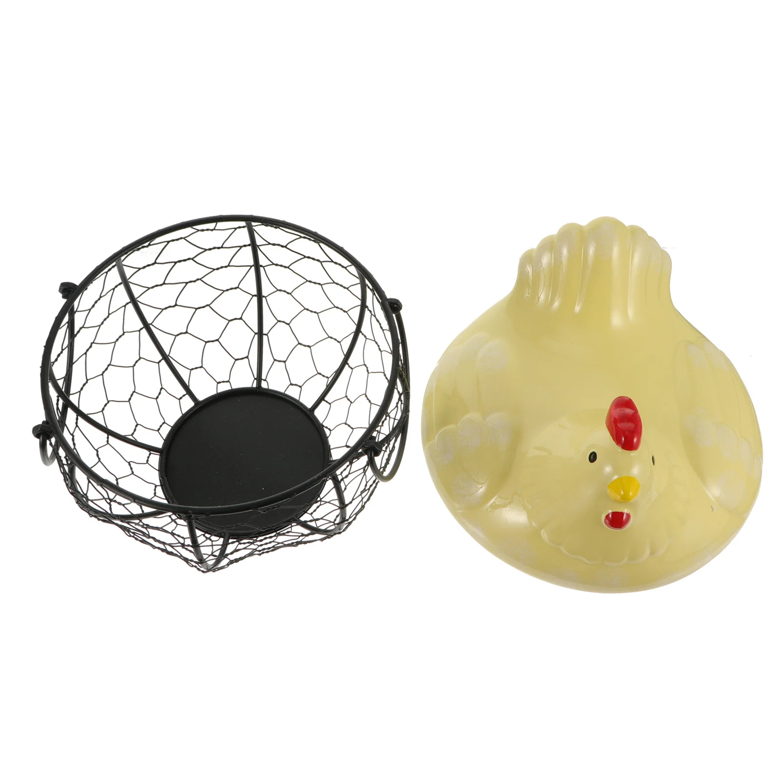 

1Pcs Ceramic Iron Chicken Basket Functional Egg Snack Storage Solution Decorative Home Kitchen Organizer Gift Item