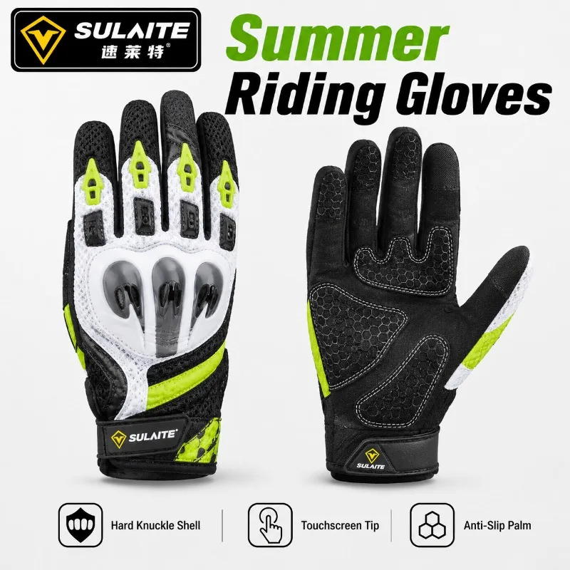

SULAITE G7 Motorcycle Gloves Full Finger Summer Touchscreen 3K Carbon Fiber Hard Shell Breathable Anti-Slip Motorbike Gloves