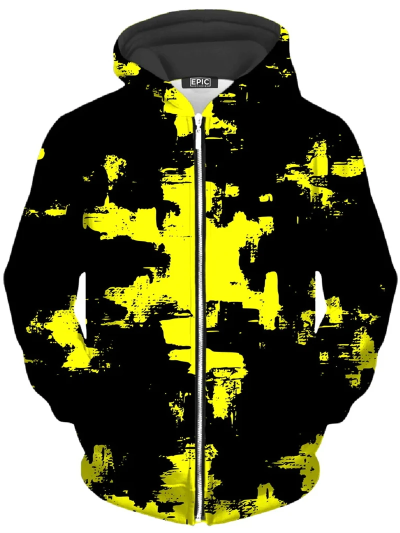 Kolorowa bluza z kapturem z grafiką Tie-dye Mężczyźni Pop Bluzy z nadrukiem 3D Męski płaszcz codzienny Y2K Plus Size Płaszcz sportowy z zamkiem błyskawicznym — zdjęcie 3