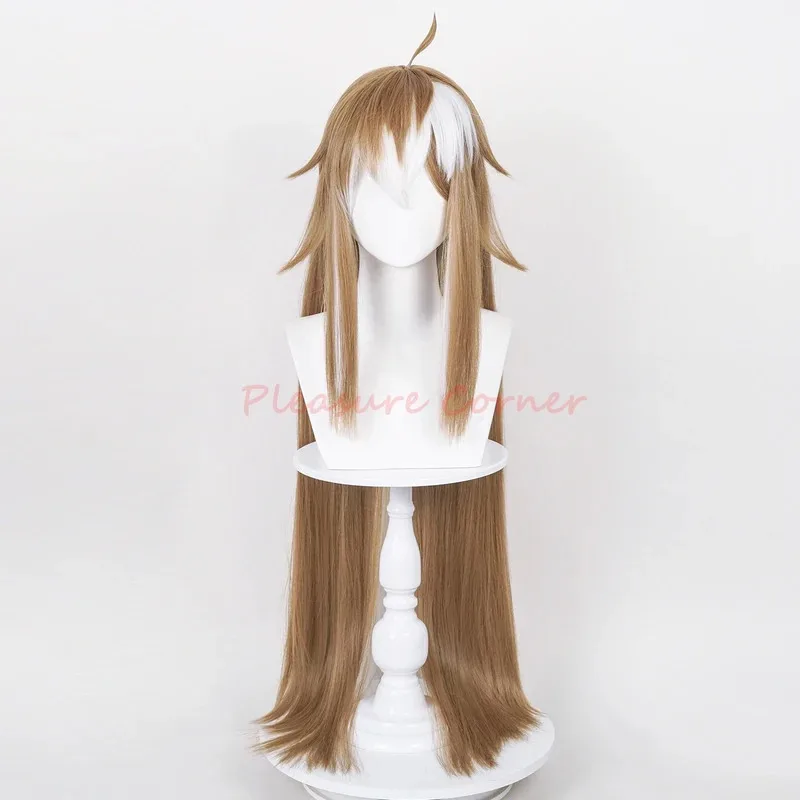 qq023Genshin Impact Miss Hina Gradient Synthetic Heat Resistant Ms. Gorou Cosplay Wig With Plush ears