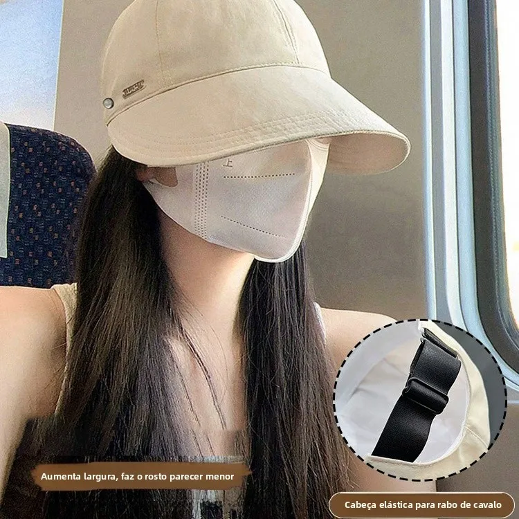 women's-summer-sun-protection-fishing-cap-wide-head-circumference-bucket-hat-duckbill-cap-stylish-japanese-style-large-size