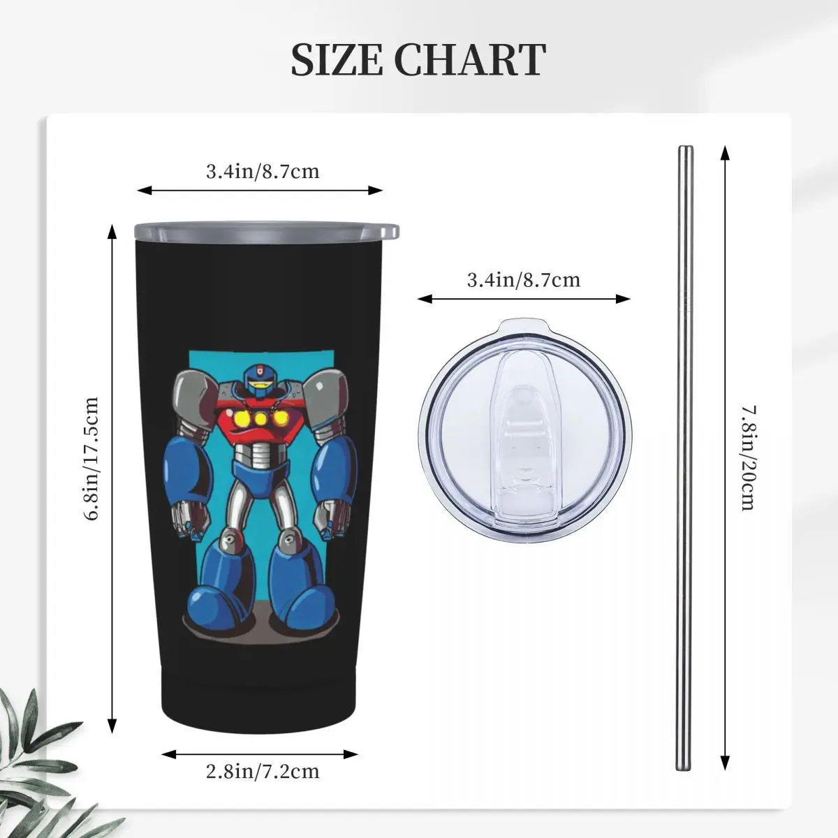 Casual Tetsujin 28 Robot Stainless Steel Tumbler Vacuum Insulated Mugs Thermal Cold Cups Straw With Lid 20oz