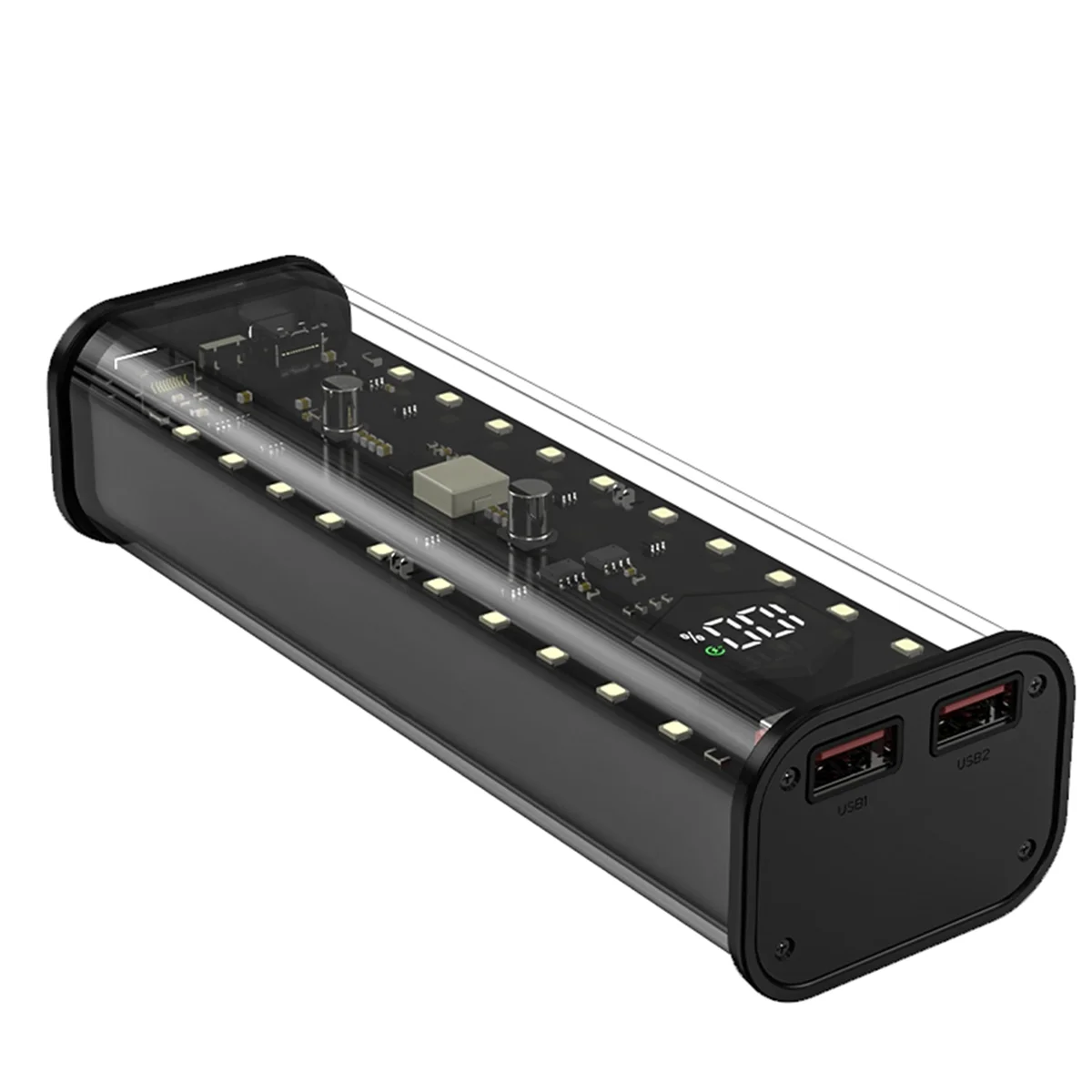 Sale 21700 Battery Storage Box 4 Slots DIY Power Bank Box for 21700 Charger Dual USB Output TypeC Input Black