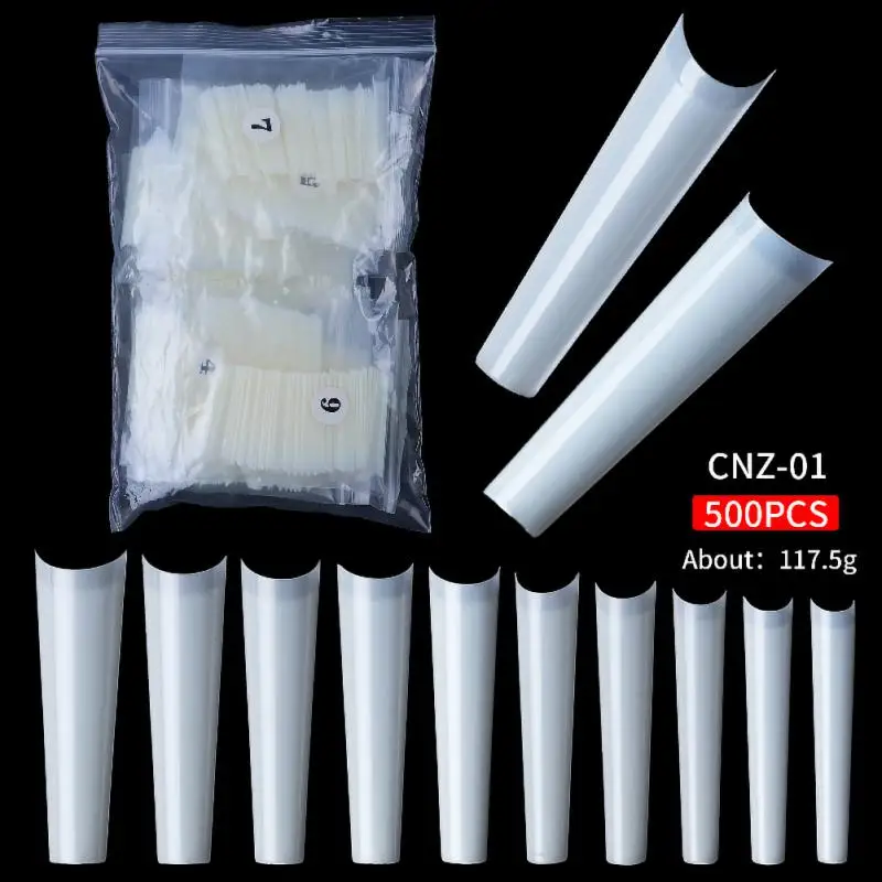 Refill Size 4/5/6/7 XXL Straight Square Coffin Non C Curve False Nail Art Tips Half Cover ABS Acrylic Nails Tipbag