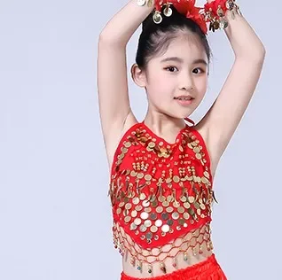Girls Show Dance Dress Flamenco Spanish Gypsy Skirt Chorus Stage Performance Dresses for Girl Belly Spain Costume Kids 100-150cm