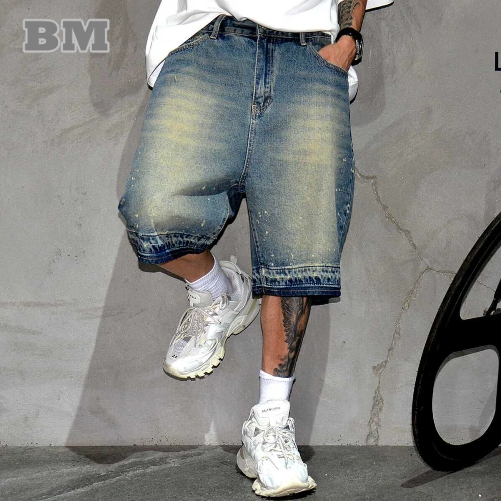 Summer Korean Fashion Denim Shorts Men Clothing Streetwear Jorts Hip Hop Baggy Jeans Japanese Harajuku Straight Casual Shorts