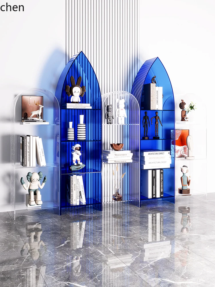 PYH modern simple light luxury acrylic bookshelf picture book rack floor combination figure storage rack