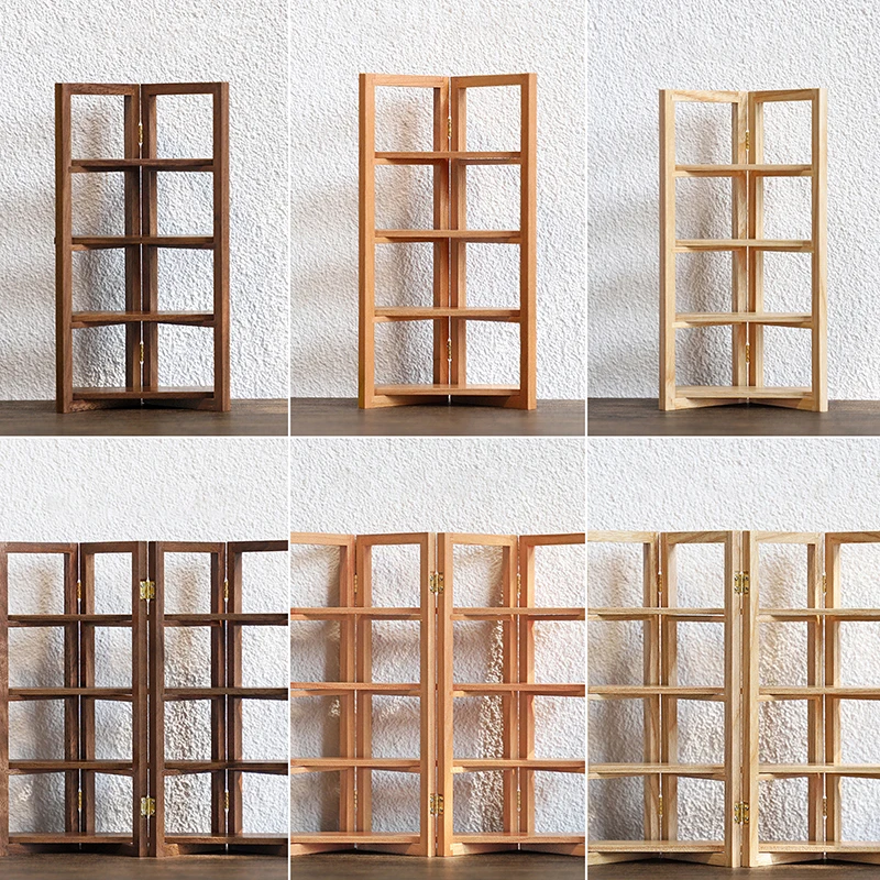 

1Pcs Dollhouse Miniature Modern Style Furniture Bookcase Display Shelf Wood Bookcase Doll House Toys