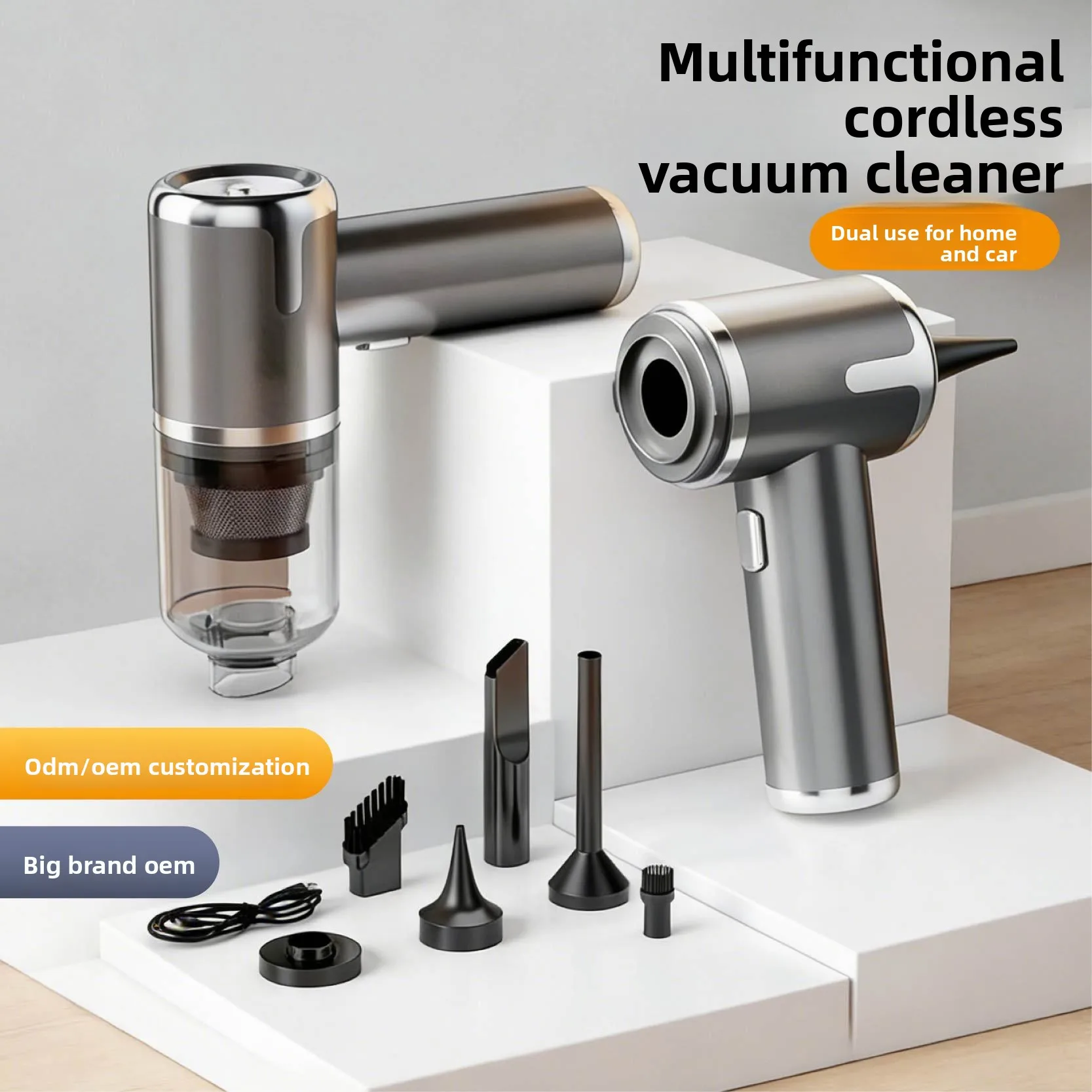15kPa Car Vacuum Cleaner Mini Large Suction Brushless Handheld Rechargeable 30-Minute Runtime Dual-Purpose Vacuum Cleaner