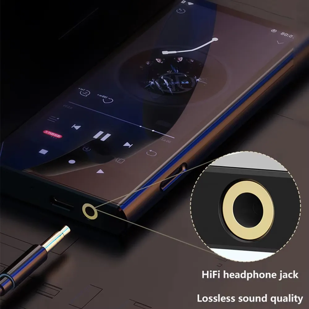 RUIZU H12 안드로이드 와이파이 블루투스 MP3 플레이어, 터치 스크린 뮤직 비디오 플레이어, 스피커 포함, 지지대 앱 다운로드, TF 카드, 4GB + 64GB