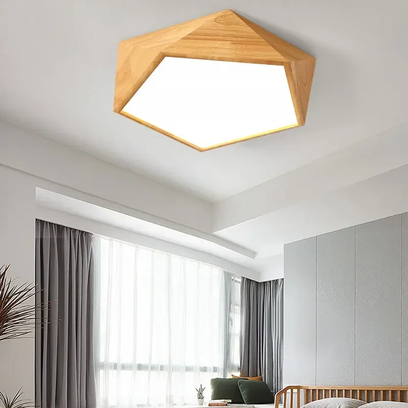 TechHPDesign Led Ceiling Light Living Room Bedroom Modern Wood Grain Ceiling Led Chandelier Kitchen