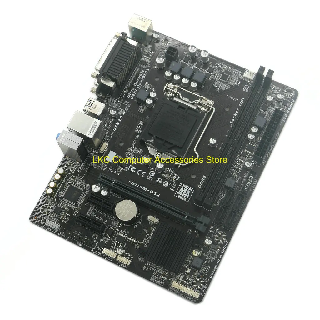 For GIGABYTE GA-H110M-DS2 Used Motherboard 32G LGA1151 DDR3 USB 3.0 Micro ATX H110M DS2 Mainboard 100%Tested