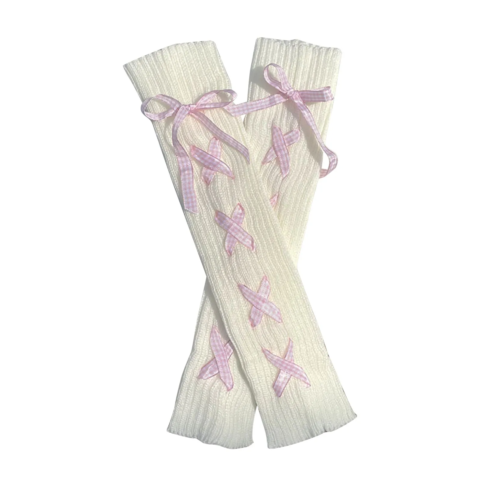 Calzini lavorati a maglia per gambe calde con cinturino incrociato Lolita stile giapponese JK Moda Y2K Coprigambe Accessorio cosplay per gambe