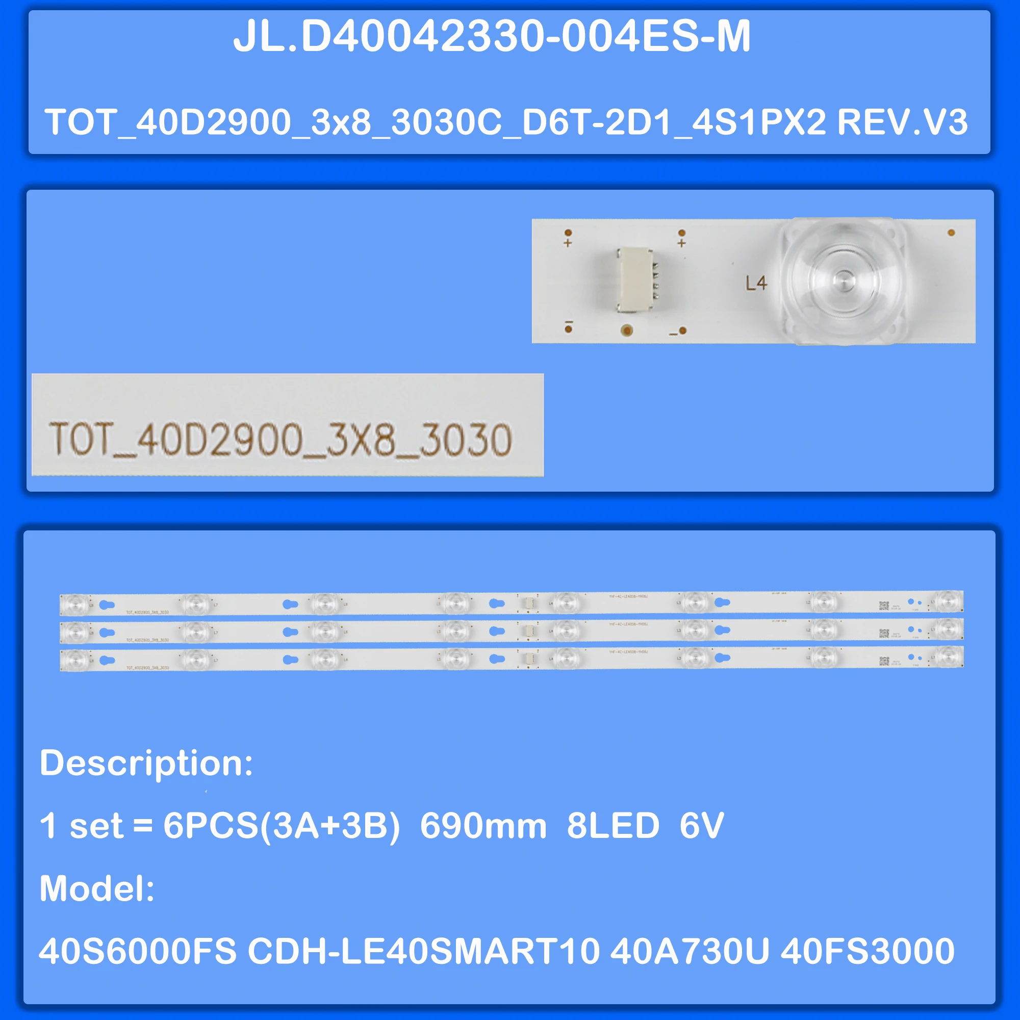 LED BackLight Strip For LED40D2900S LED40D2930 L40S4900 40FB5426 40FB5446 40FC3201 40FC3206 40FC3221 40FD5406 40FD5416 40FD5426