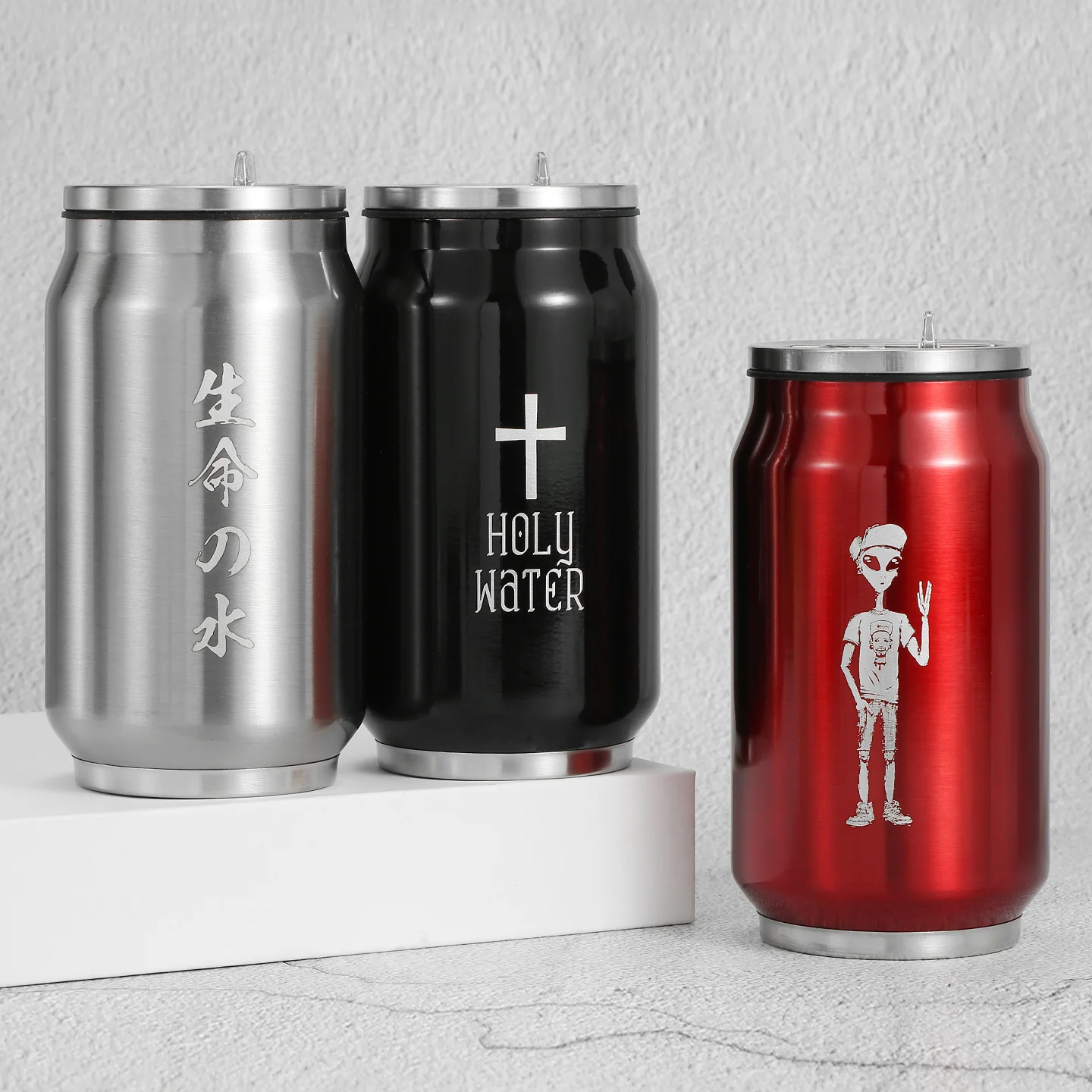 Vaso Aislado de Doble Capa de Acero Inoxidable 304 con Diseño de Lata de Coca Cola, Personalizado con Logotipo y Nombre, Termo para Café, Botella de Agua