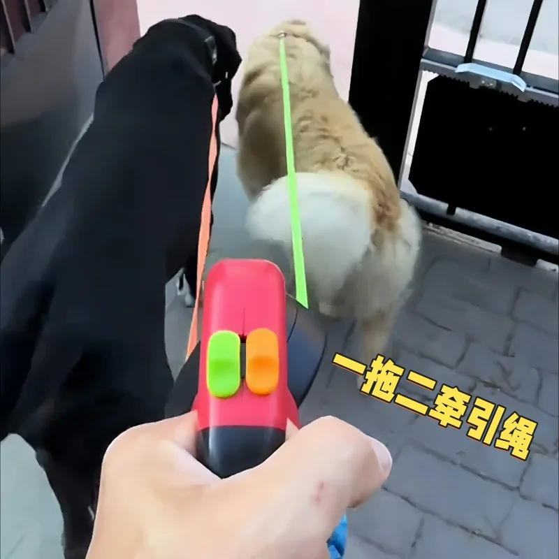

One-to-two Dog Leash Can Automatically Retract, Double-ended Dog Leash