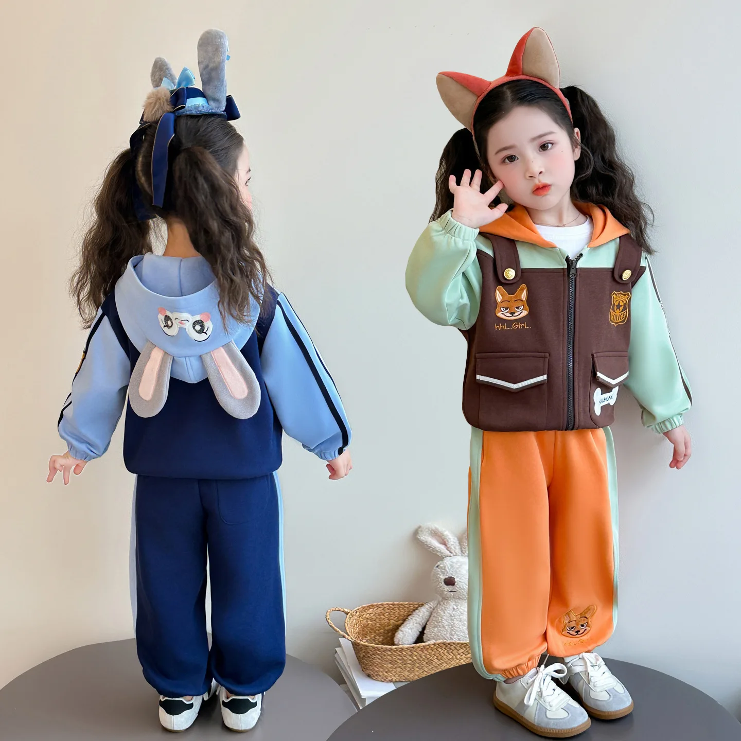 

Disney Girls' boys' Spring Autumn Set Rabbit Officer Hoodie Loose Pants Cute Fashion Fox Crazy Zootopia Nick Children's Clothing
