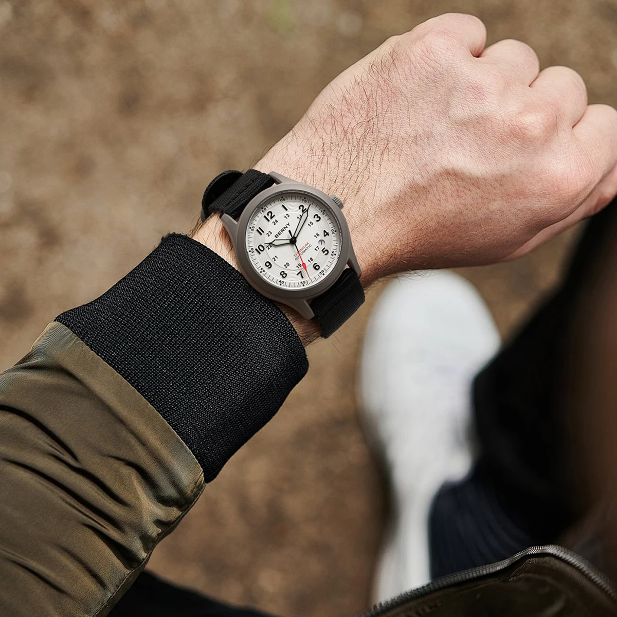 BERNY Titanium Automatic Men\'s Watches Date Sapphire Super Luminous Field Mechanical Watch Outdoor Sports Easy Read 10ATM
