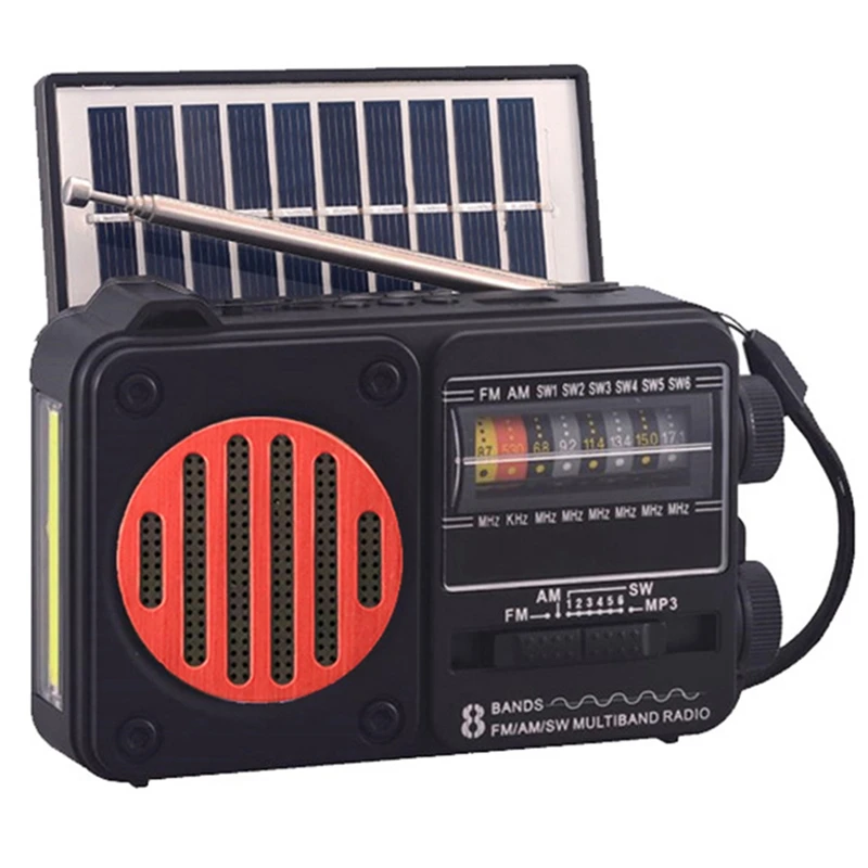 Portable Emergency Radio Solar FM AM SW Radio Receiver Bluetooth Speaker with Flashlight TF Card Drive MP3 Music Player-A86Z