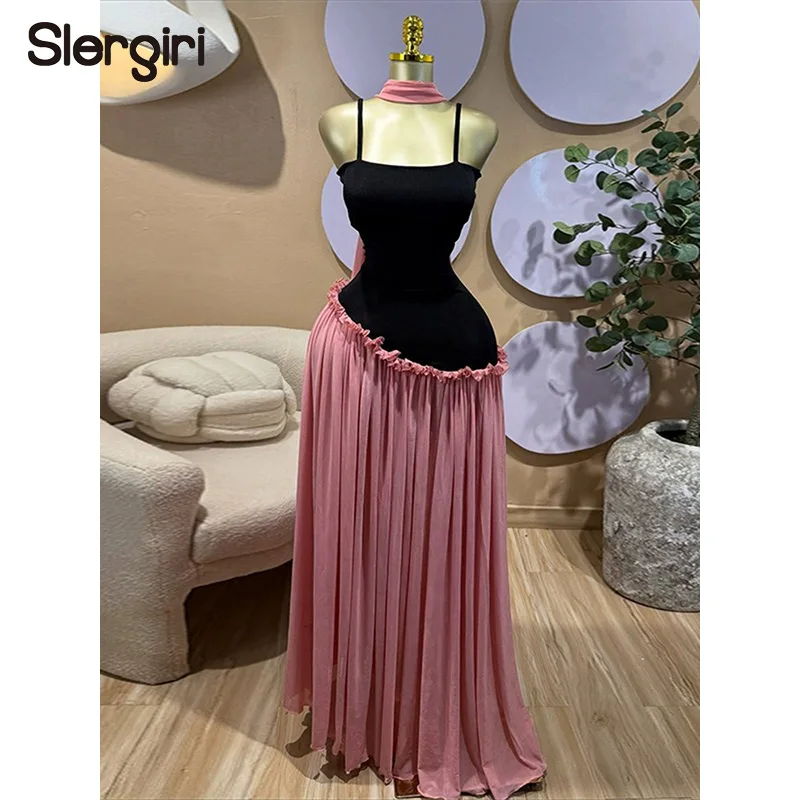 

Новое летнее женское платье Slergiri 2026: модное, с цветными блоками, оборками, завышенной талией, без рукавов, приталенное, плиссированное, длинное, для отпуска