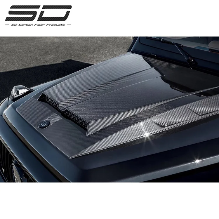 B Style Carbon Fiber Engine Hood Car Bonnet For G63