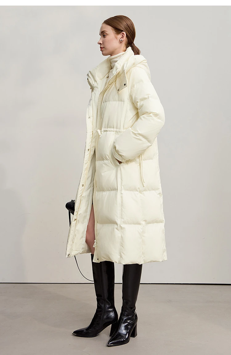 AMII Down Jacket 2025 Winter New Casual Warm Solid Color Hooded Straight Long Down Coat Zipper Long Sleeves Women's Top 12544149