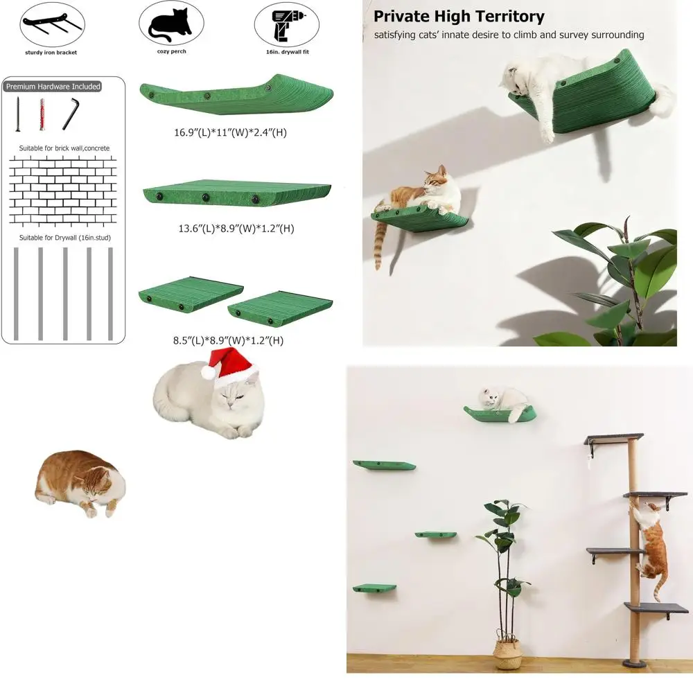 

Indoor Cat Wall Shelves, Soundproof Felt Furniture Set, Scratch-Resistant Mounted Perch for Kitty Climbing, Sleeping, and Loungi