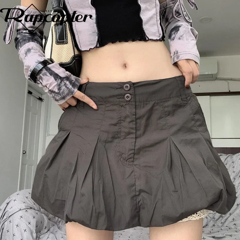 

Y2k Grey Pleated Skirts Women Zipper Button Vintage Aesthetic Chic Mini Skirts Women Harajuku Korean Grunge Skirts 90s NWQ02