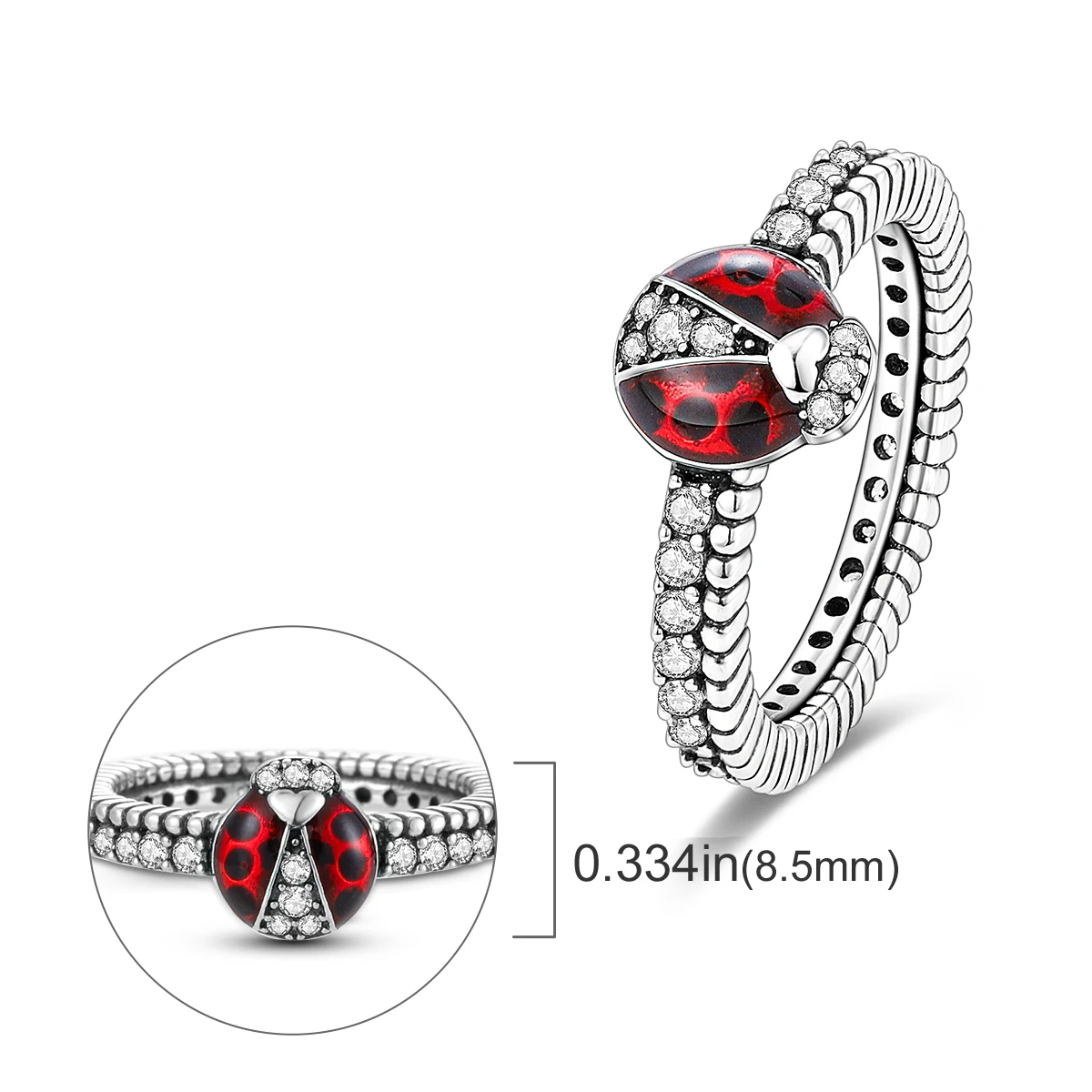 2024 New 925 Sterling Silver Original Ladybug Animal Rings for Women Luxury Zircon Simple Finger Rings Anniversary Jewelry Gifts image 4