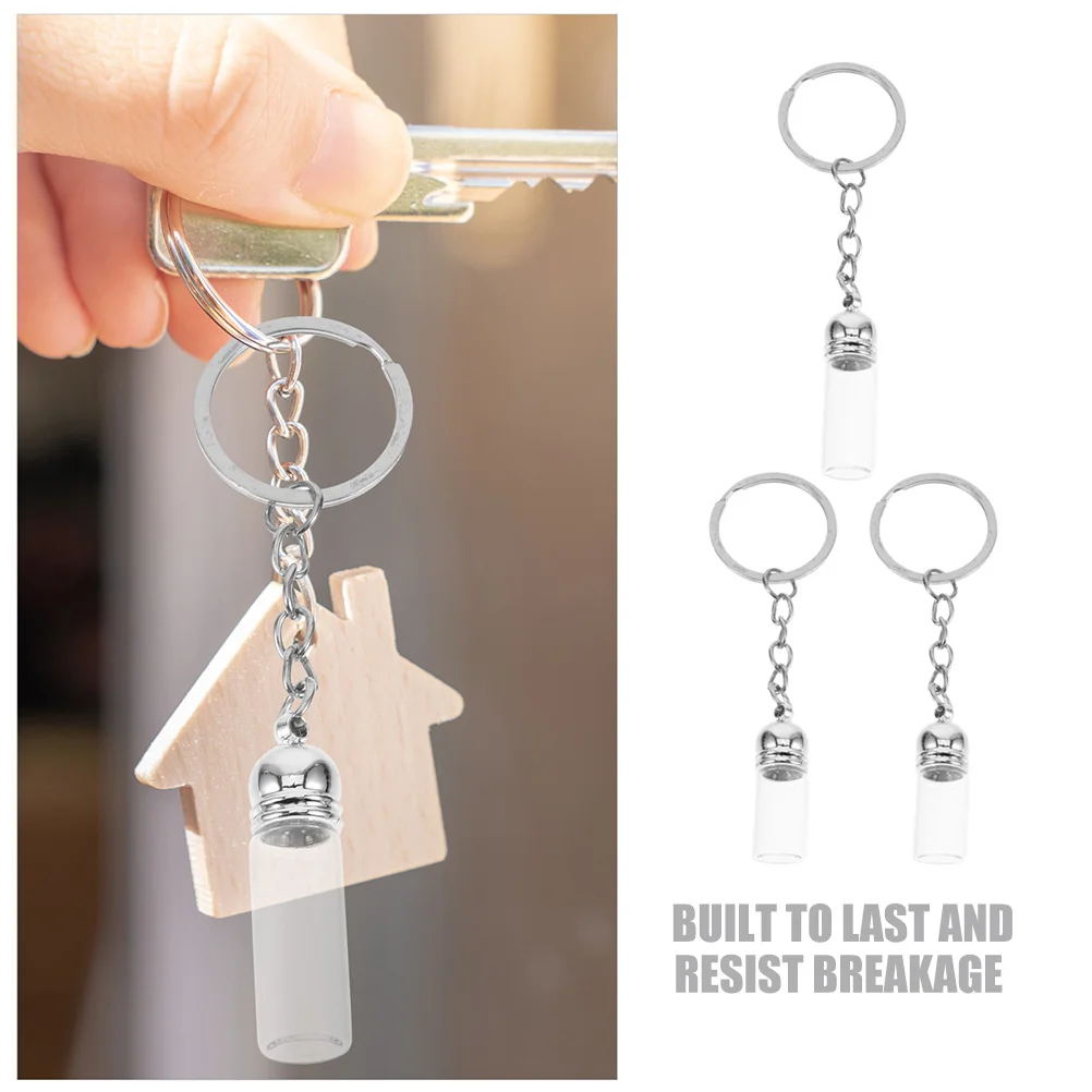 6 個の透明なガラスエッセンシャルオイルボトルキーホルダー小さな香水ボトルぶら下げキーホルダー収納瓶小さな瓶キャップ付き