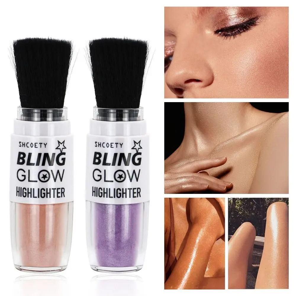 Long Lasting Highlighter Powder Easy To Apply Multifunctional Usage Shimmer Body Glitter Brush Powder Sparkle Patting Powder