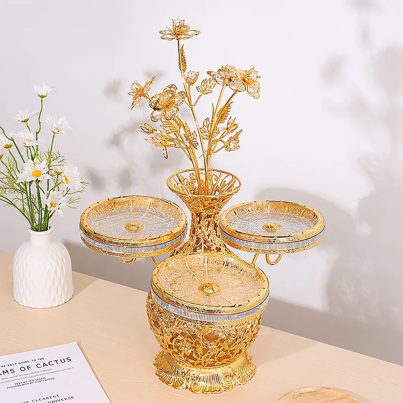 Large vase fruit plate household living room atmosphere coffee table exquisite glass cake plate snack plate