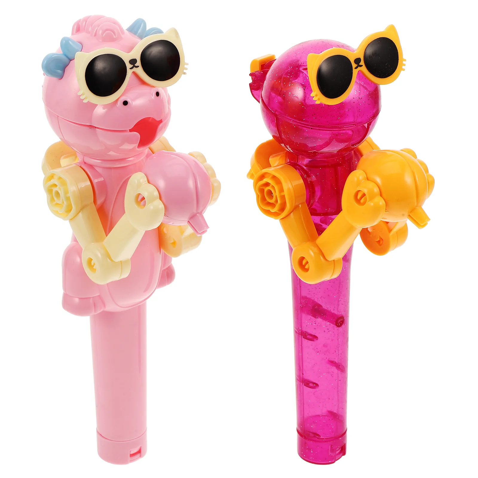 

2Pcs Dinosaur Lollipop Robot Holder Interactive Movable Candy Case Creative Sharing Game for Media Popular