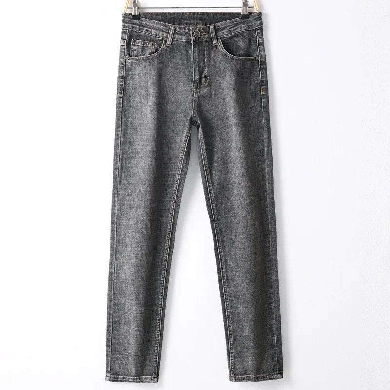 2024 Spring and Autumn Top Brand Men's Fashion Business Casual Stretch Slim Jeans Classic Trousers Denim Pants Male Black Blue