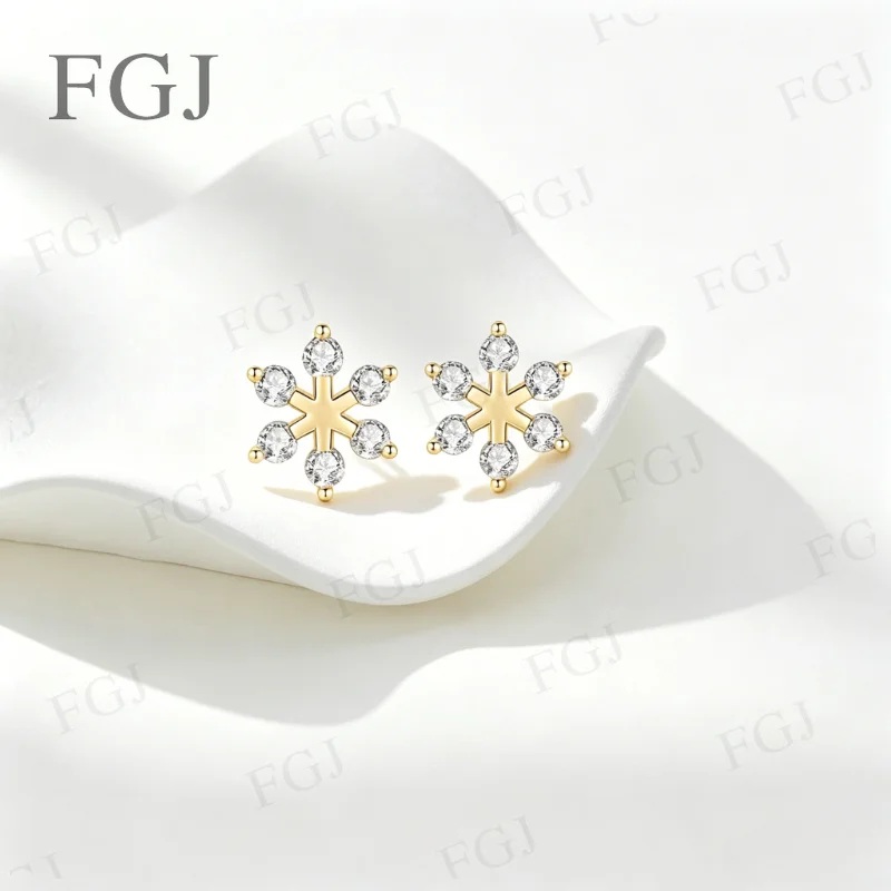 S925 Sterling Silber Schneeflocken-Ohrstecker D-Farbe Moissanit-Ohrringe Schwarz/Champagner für Damen Jubiläum Feiner Schmuck Geschenk – Detail 9