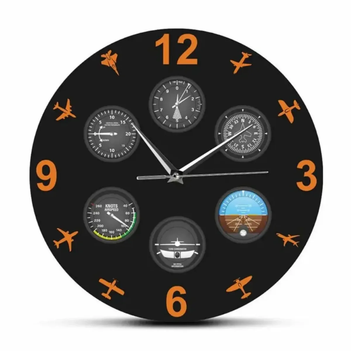Large Silent Wall Clock Aviation Aircraft Instrument Design Modern Decorative Clock Home Office Wall Decor Creative Art
