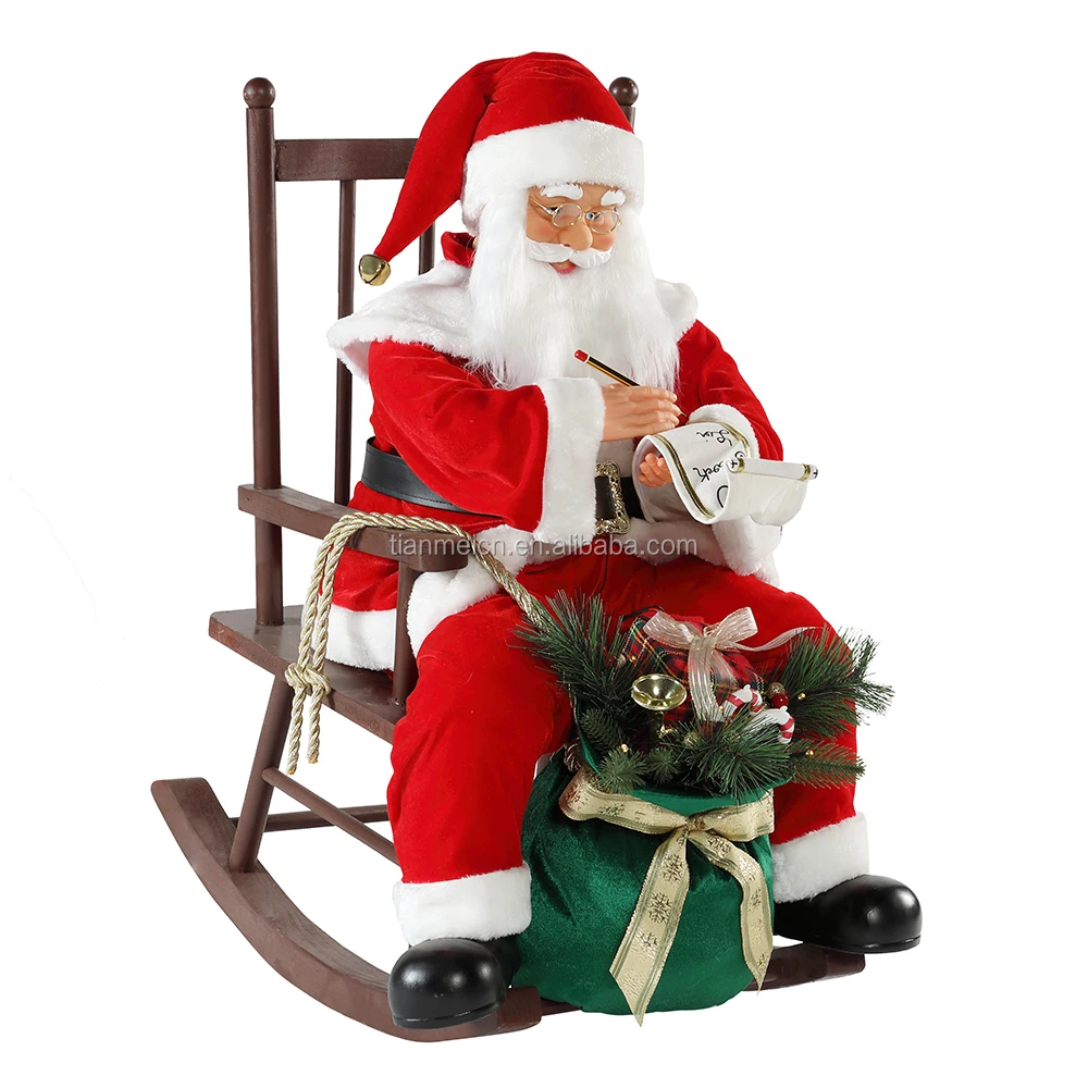 80cm Christmas Animated Sitting Chair Santa Claus Lighting Ornament Decoration Holiday Figurine Collection Christmas Series
