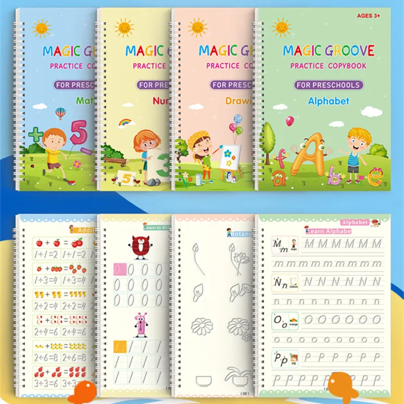 Cahier magique réutilisable pour enfants, jouets de dessin, stylo Montessori, entraînement au contrôle, autocollant d\'écriture, jouet