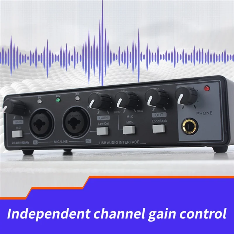 

Professional Audio Interface Sound Card Phantom Power Electric Guitar Sound Mixer Mixing Console Studio Live Recording Durable