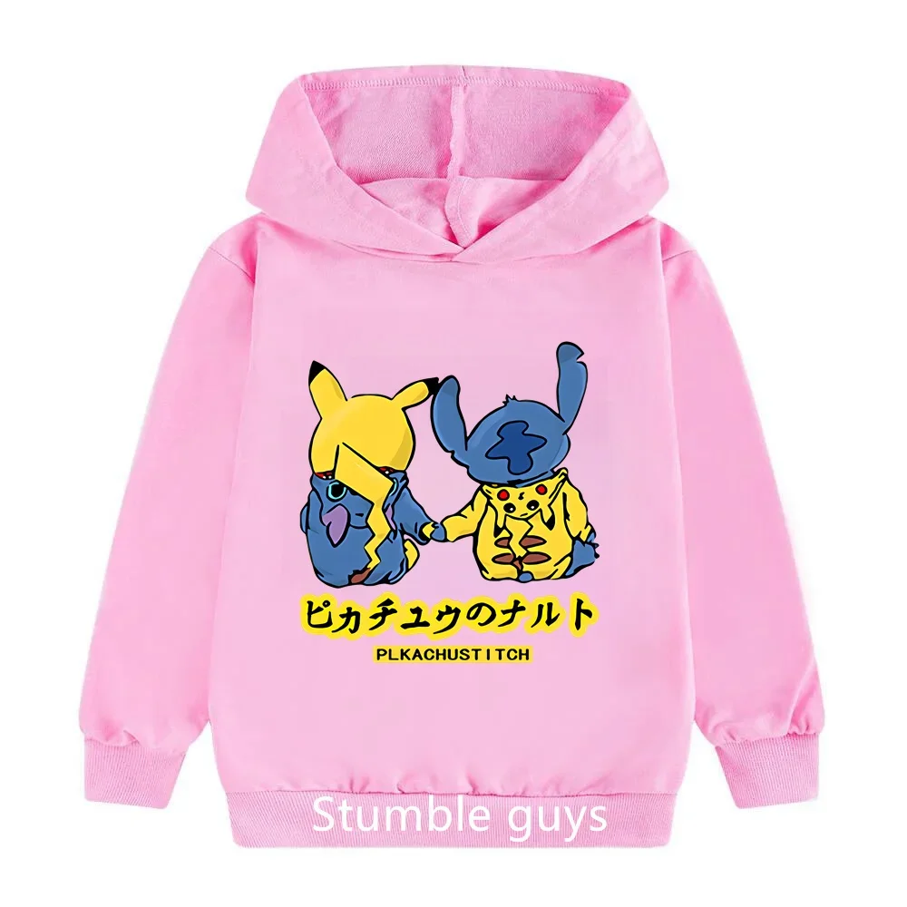 Disney Hoodie Kids Stitch Pikachu Hoodie Boys Girls Sweatshirt Kids Boys Girls Harajuku Street Clothing Kids