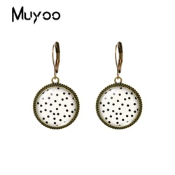 2023 New Black White Polka Dots Dangle Earring Color Dot Vintage Earrings Round Glass Dome Handmade Jewelry