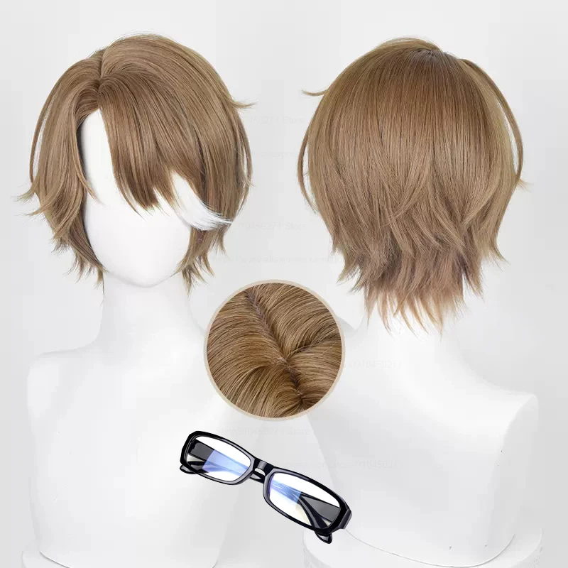 Welt Yang Cosplay Wig Honkai Star Rail Cosplay 30cm Brown Highlights White Heat Resistant Hair Game Anime Wigs + Wig Cap