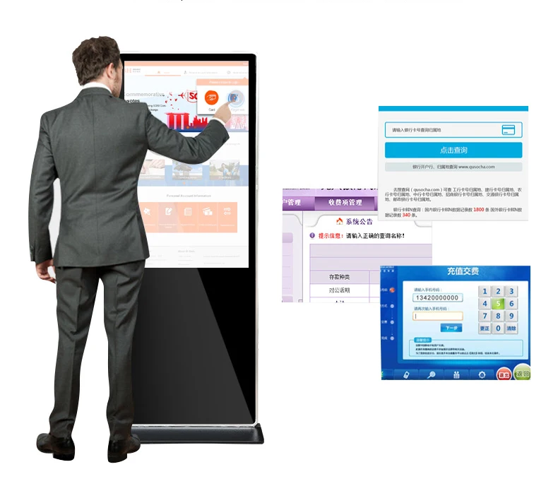 Vrijstaande 55 inch interactieve informatie Multi Touch Screen Reclame Kiosk Touchscreen Monitor (Win10 of Android OS)