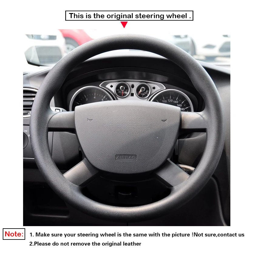 Black Faux Leather Car Steering Wheel Cover for Ford Focus CC C-Max Transit Tourneo Connect 2004-2013