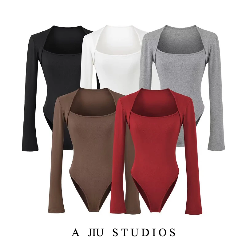 

Сексуальный длинный костюм Све с высокой талией для похудения, внутренняя одежда, топ с квадратным воротником, прямая трубка для поездок на работу