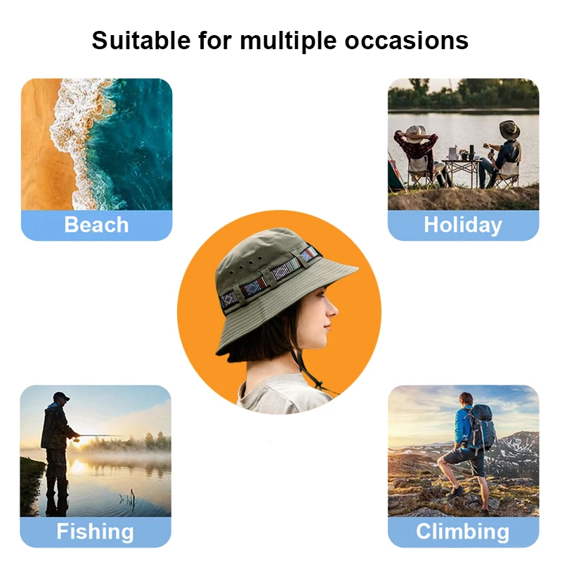 Summer Men Bucket Hat Outdoor UV Protection Wide Brim Hiking Hat Women Fisherman Hat Beach Sunscreen Cap