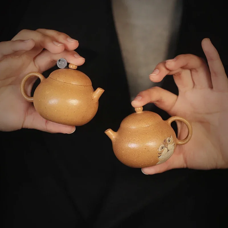 Zisha pot, mini 80cc handmade, small capacity teapot, mud painting