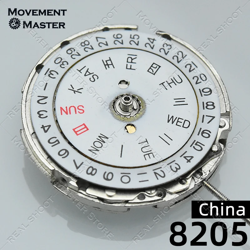 Cina 8205 movimento a tre pin a tre punti doppio calendario bianco 8215 pezzi di ricambio per movimento dell'orologio