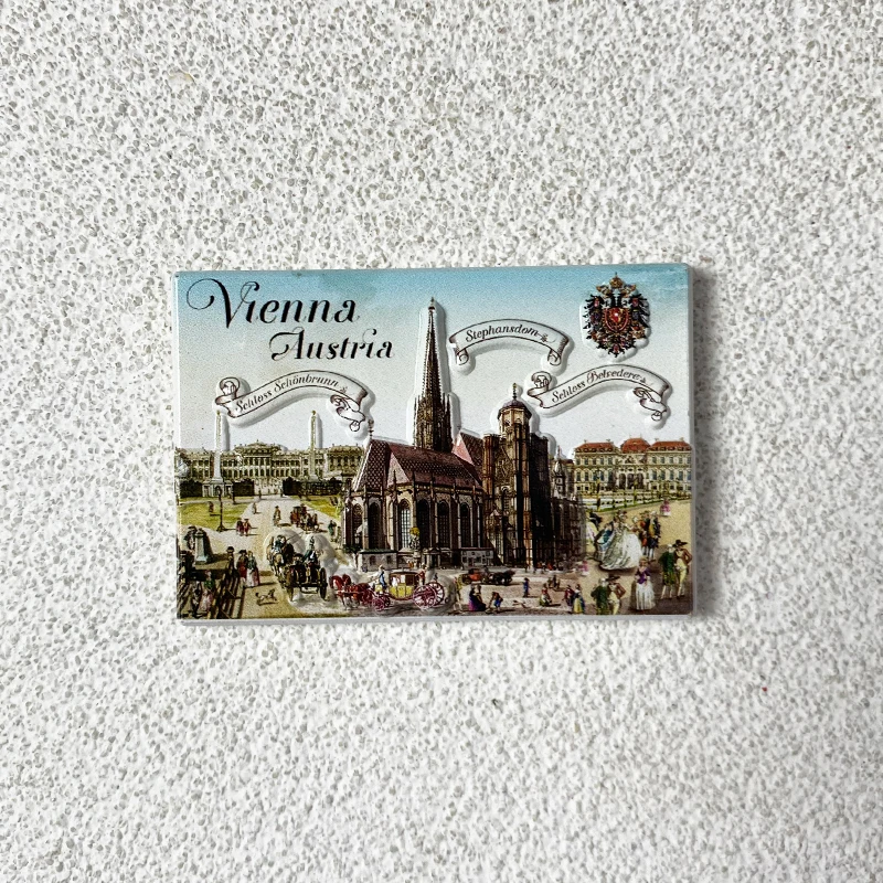 Vienna, Austria Travel Souvenirs Home Decor Items Collection Crafts Vintage Stephen Cathedral View 3D stereo fridge magnets