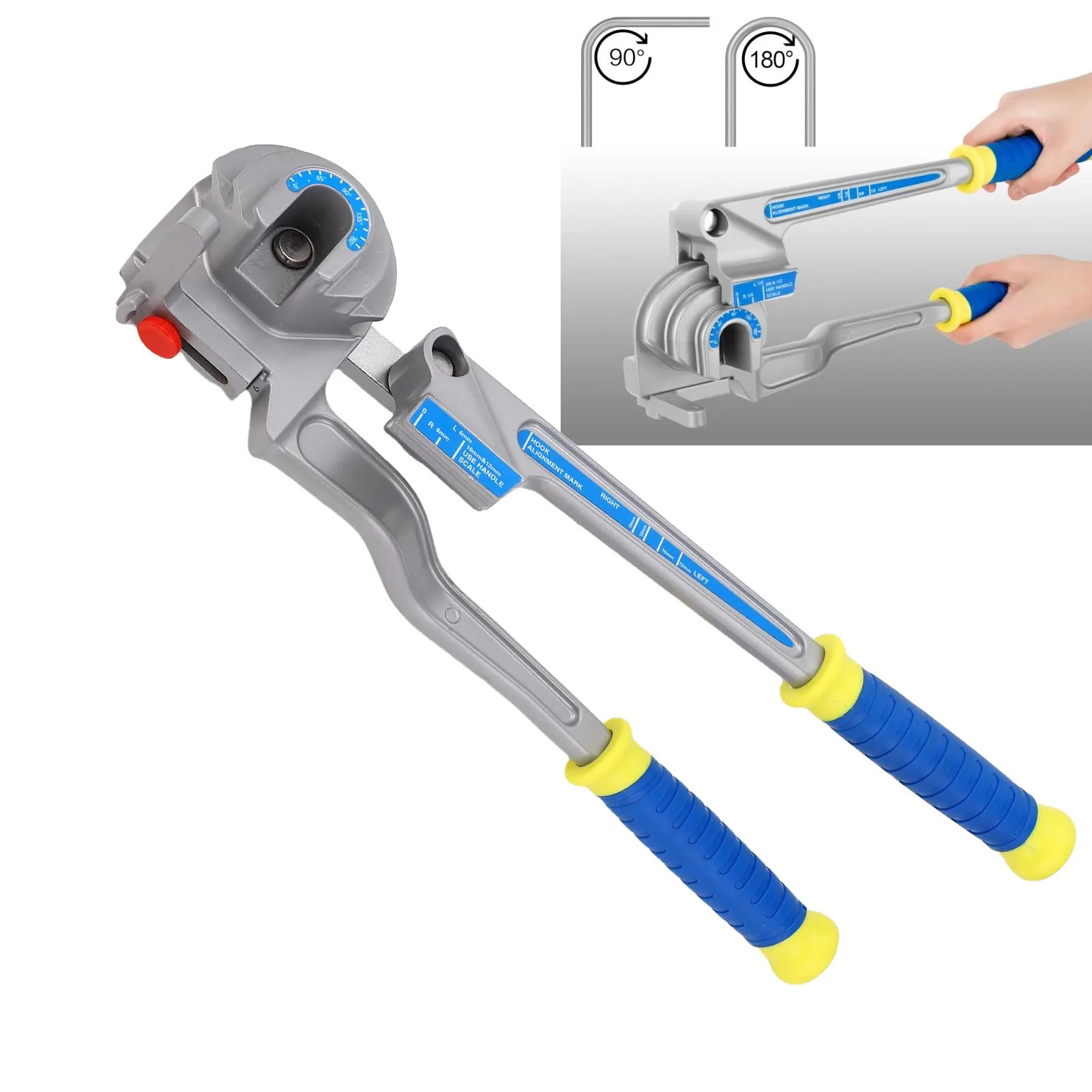 Dobrador de tubos 3 em 1 Design 0-180 °   Ferramenta dobradora de tubos manual portátil de liga de alumínio para manutenção de ar condicionado 6mm/10mm/12mm